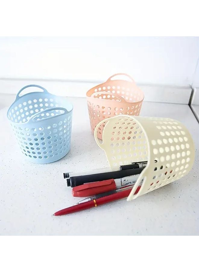 Blue Mini Desktop Storage Basket With Hanging Hook Space Saving Organizer For Home Kitchen Office - Image 3